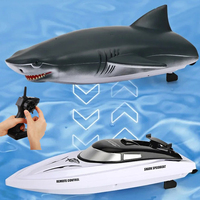 SpeedBoat Toys 2.4G RC White Shark Model Boat High-Speed Electric Boat Twin Engine Power Rc Shark Mode Ship Toys for Kids