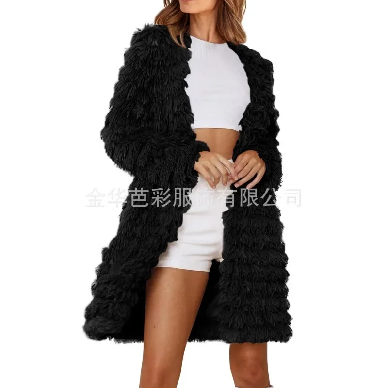 

Women's Autumn/Winter Top Coat Faux Fur Luxury Patchwork Color Blocking Retro Simple Comfortable Casual Niche Versatile Skinny