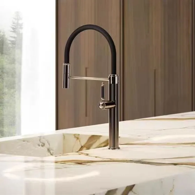 Hot Cold Full Copper Swivel Kitchen Faucet Rotating Sink Tap for Home