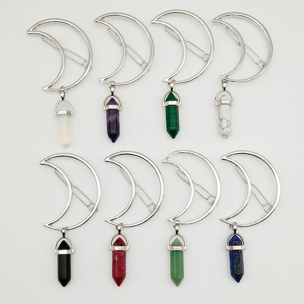 

Elegant Moon And Hexagon Pendant Hairpin Red Stylish Accessory For Women Headwear