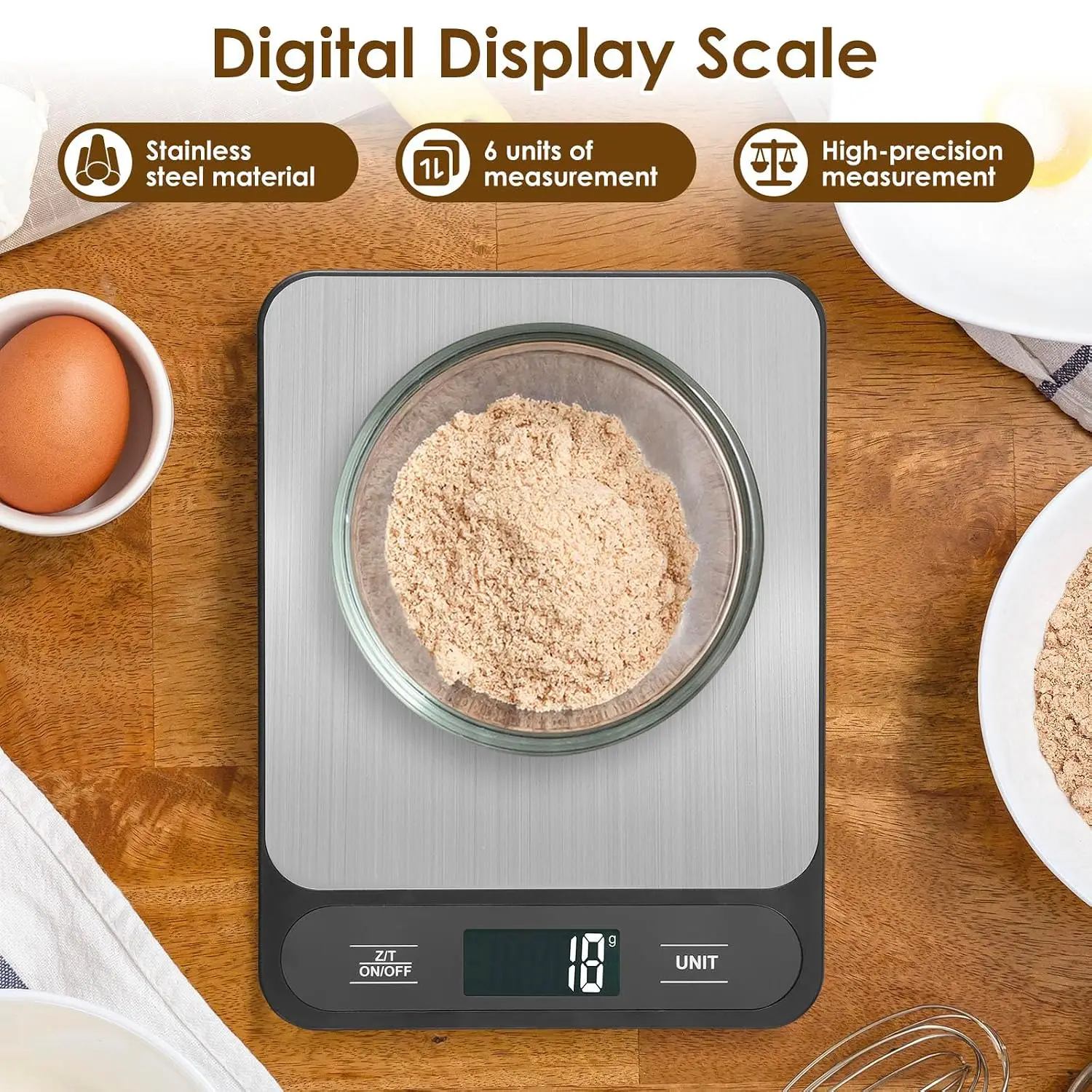 5Kg/10Kg Digital Kitchen Scale with LCD Display, Weight Grams and Ounces, Weighing Professional for Baking Cooking Counting