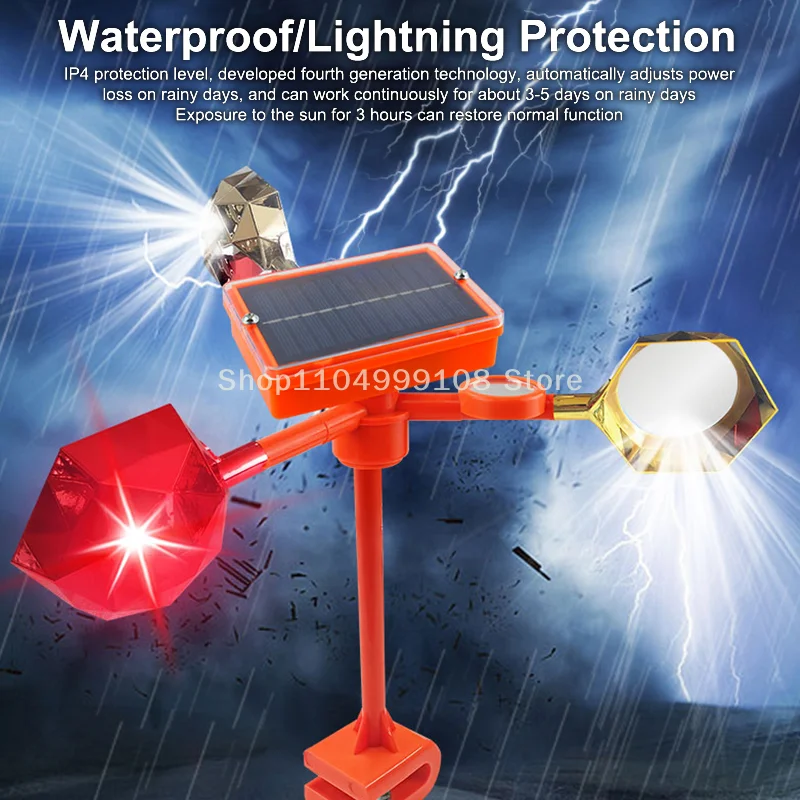 Solar Powered Voice Bird Deterrent Device With 3 Pieces 360° Reflective Rotating Prisms Cups Adjustable Sound