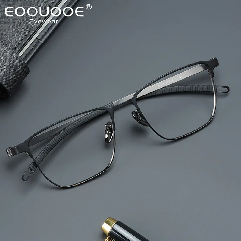 EOOUOOE Alloy Square Progressive Prescription Glasses for Men Women Anti Blue Light/Photochromic Optical Eyeglasses 2815