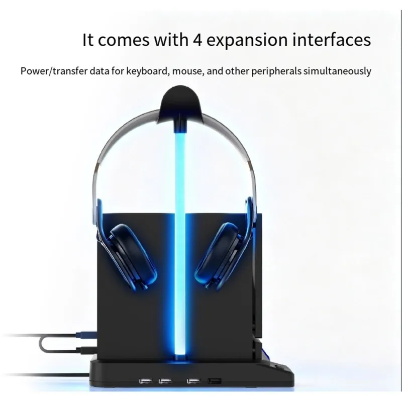 AAAEL-Controller Charging Stand Multifunctional Cooling Dock For Steam Machine Consoles With Headset Holder RGB Lighting