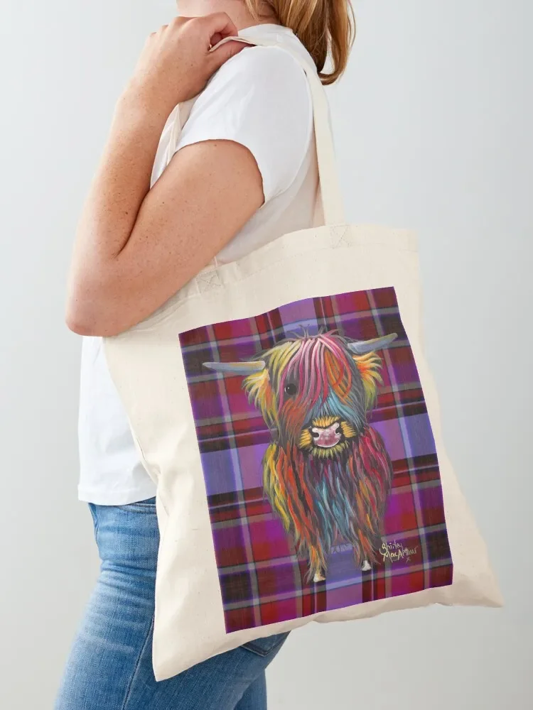 SCoTTiSH HiGHLaND CoW ' TaRTaN BRaVe ONe ' by SHiRLeY MacARTHuR Tote Bag tote bag university hand bag Canvas Tote