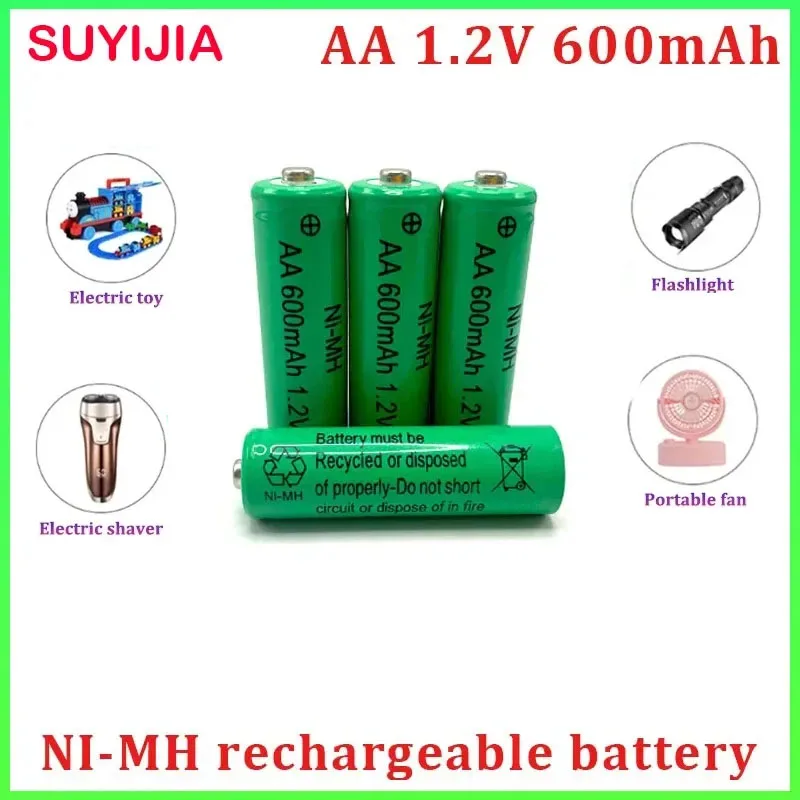 New AA 1.2V 600mAh Ni-MH Rechargeable Battery Suitable for Cameras Electric Toys Flashlights Remote Controls Electric Shavers