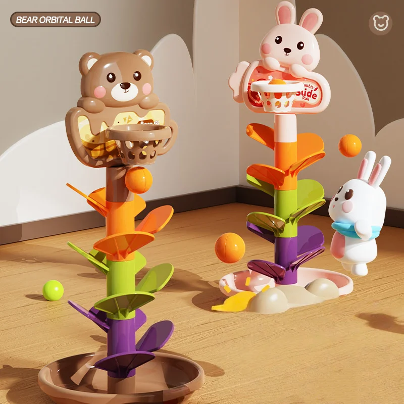 

Cartoon Orbital Ball Montessori Toys for Baby Shoot Basket Track Rotate Balls Parent-child Interaction Kids Educational Game Toy