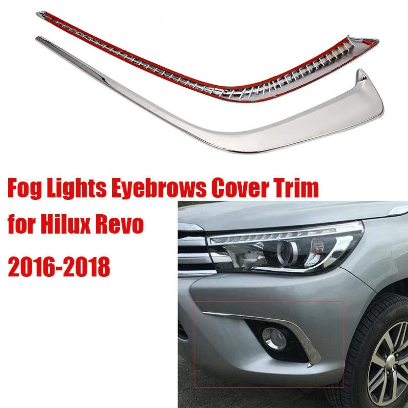 Chrome Fog Lights Eyebrows Cover Trims Wind Knife For Toyota Hilux Revo 2016-2018 Exterior Car Accessories Car Styling