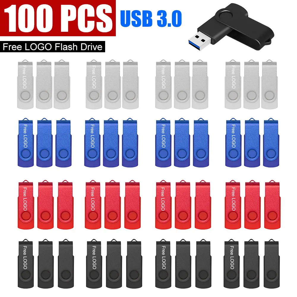 

100 шт./лот, флешка с бесплатным логотипом, 32 ГБ, 64 ГБ, 128 ГБ, USB 3.0, водонепроницаемая, 16 ГБ, 8 ГБ, USB-накопитель