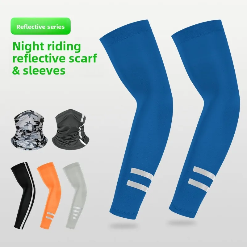 Summer Cycling Fishing Driving Sunscreen Sleeves Men Women Outdoor Sports Night Riding Reflective Strip Arm Guard Ice Silk
