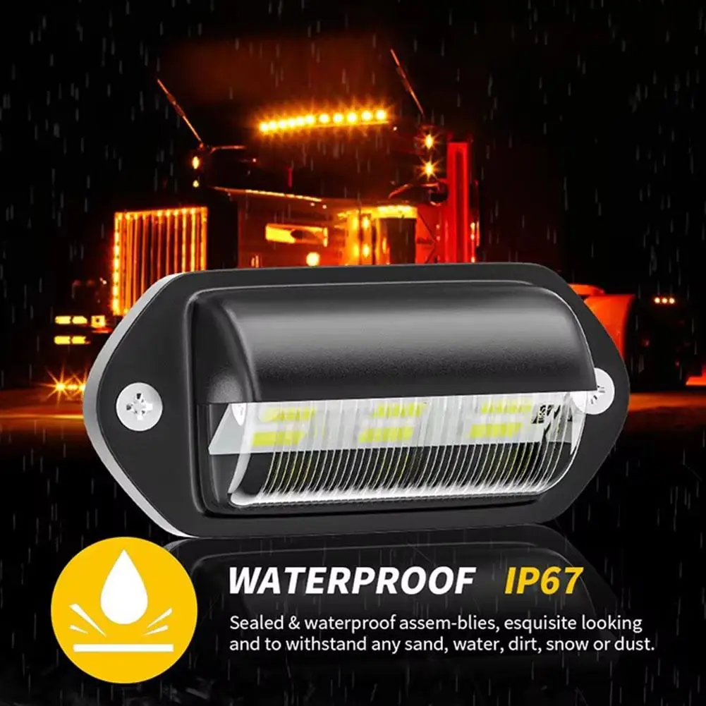 2 قطعة 6LED أضواء لوحة ترخيص السيارة 12-24 فولت LED الجانب ماركر 6500 كيلو الأبيض إشارة تحذير مقاوم للماء لسيارات الدفع الرباعي والشاحنات والمقطورات والحافلات #2