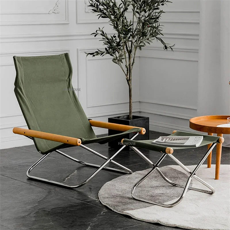 Japanese Simple Folding Chair Home Balcony Lazy Sofa Chairs Outdoor Furniture Outdoor Lounge Chair Portable Beach Sun Lounger M