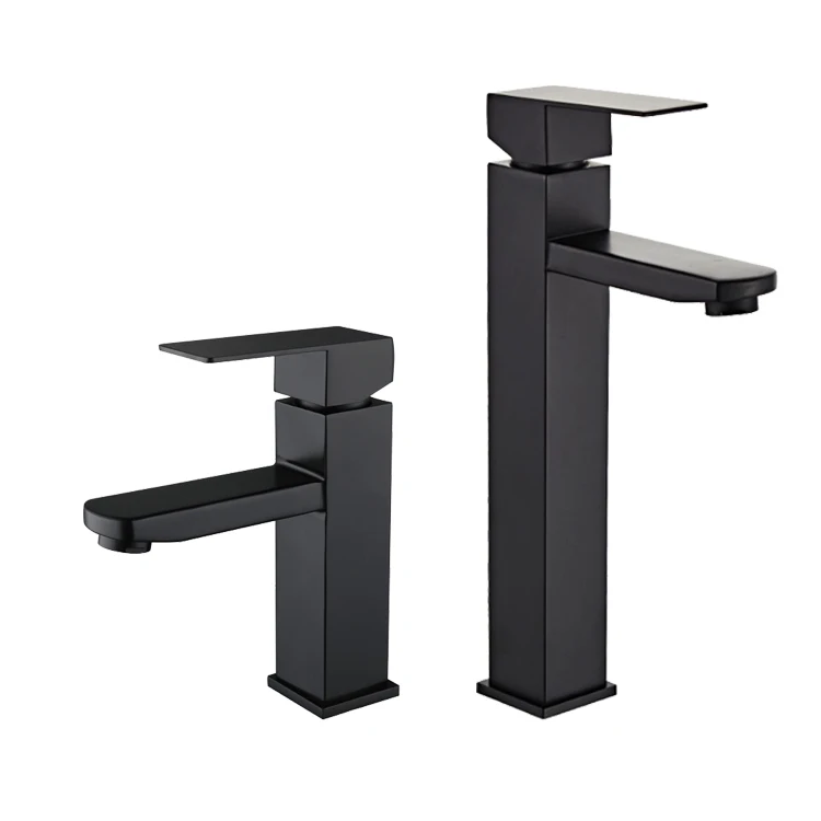 Factory Style Mounted Square Design Hot and Cold Water Taps Wash Basin Faucet Bathroom Tap Stainless Steel Faucets