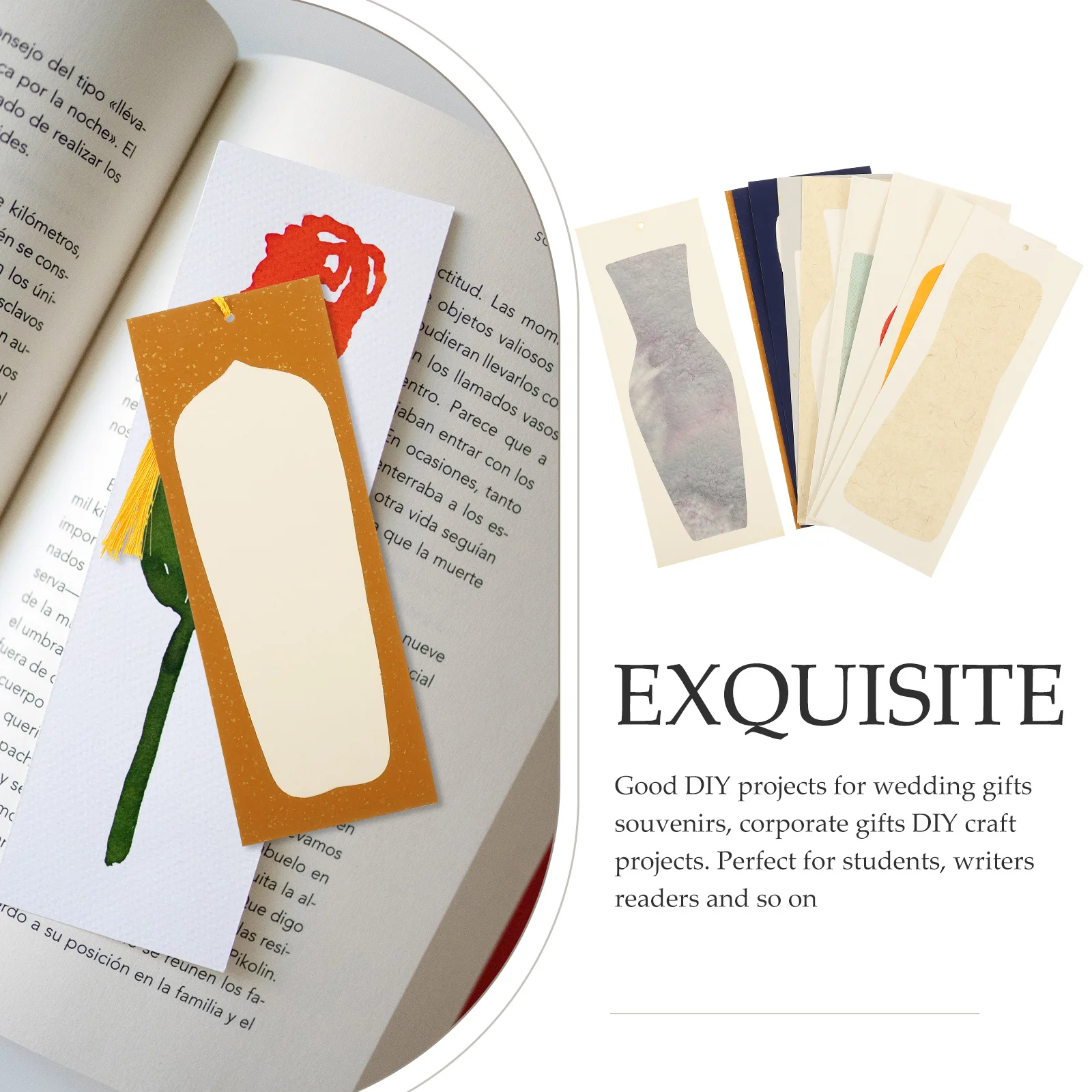 

10Sets DIY Paper Chinese Style Bookmarks Blank Tassel Book Markers for Reading Page Markers Students Gift Craft Supplies