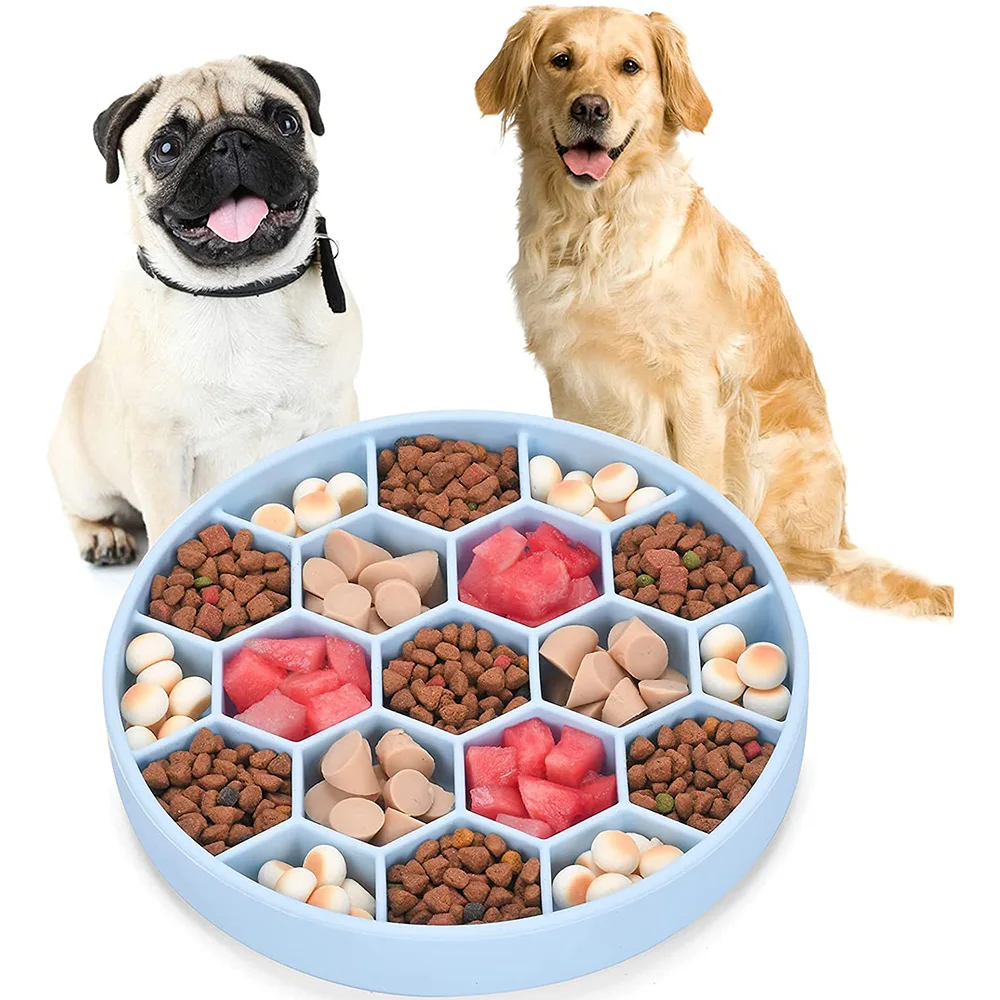 Dog Slow Feeder Bowl Pet Slow Food Bowl Non Skid Silicone Feeder Slow Eating Bowl with Suction Cup Anti-Gulping Dog Bowls