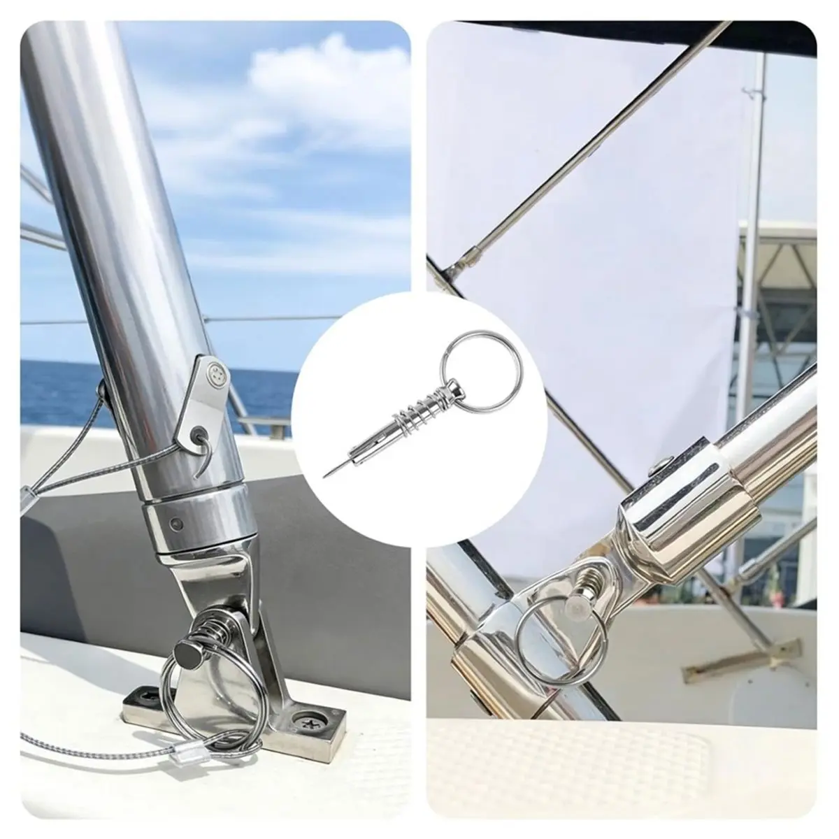 PHONE&GEAR 4 Pack Quick Release Pin with Drop Cam & Spring , 316 Stainless Steel Boat Hardware for Bimini Top, Boat & Pontoon