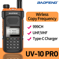 Baofeng UV-10R Pro Walkie Talkie Type-C Change Wireless Copy Frequency  U/VHF 999CH Dual Band For Camping Hunting Hiking
