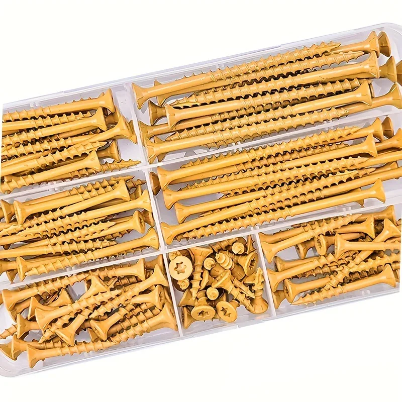 Picture 5: 100/120/200Pcs Coarse Thread Deck Self Drilling Screws Star Flat Head Rust Resistant Wood Fasteners Repair Tools  #8 #9 #10