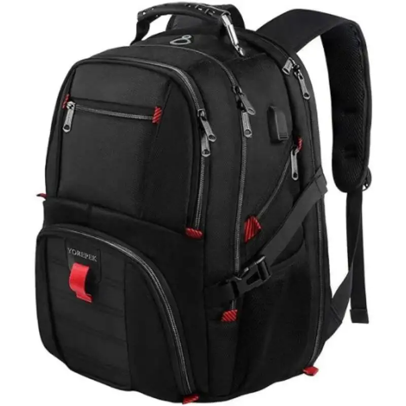Men's Travel Backpack Large Laptop Bag Business Work Bag With USB Charging Port Fits 17-inch Laptops Zipper Daypack Anti-Theft