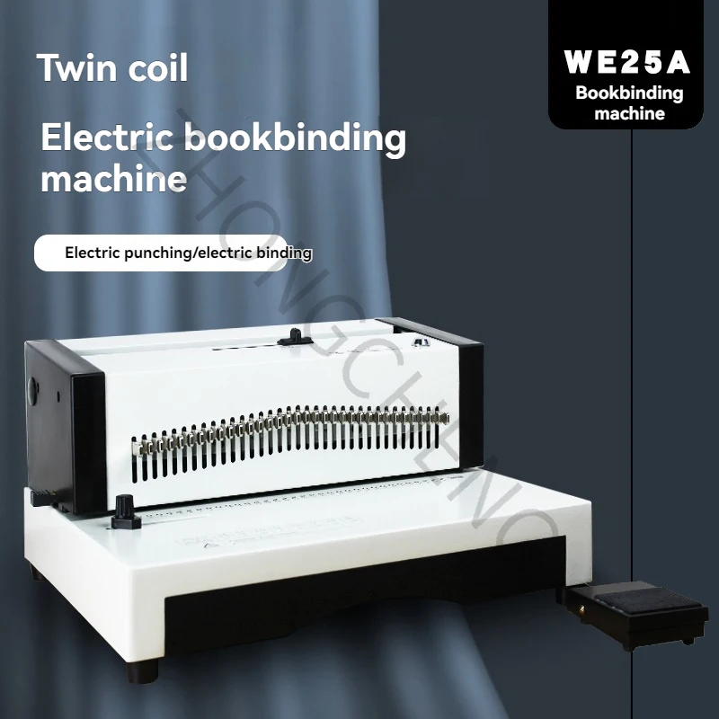 

WE25A Electric 34mm Square Hole Punching Machine Punching and Stamping Iron Ring Binding Machine, Double Coil Binding Machine