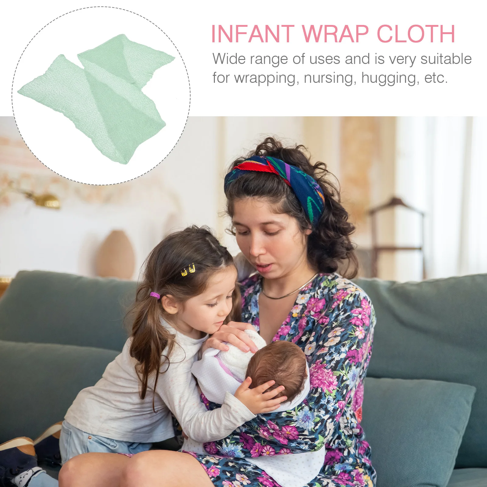 

Baby Blanket Mint Green Wrap Pregnant Woman Swaddle for Newborn Infant Photography
