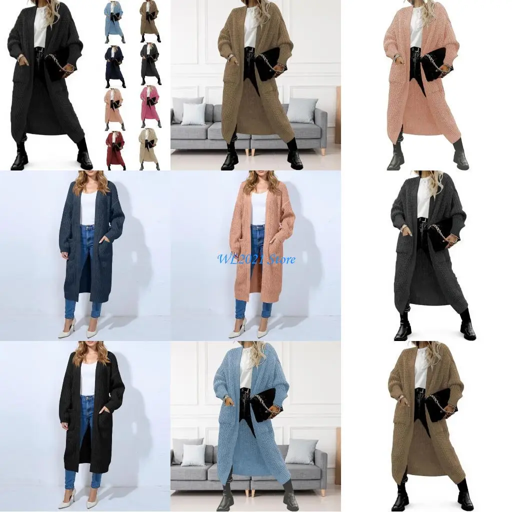 

G5GC Women's Fashion Knitted Long Cardigan Sweater Casual Long Sleeve Open-front