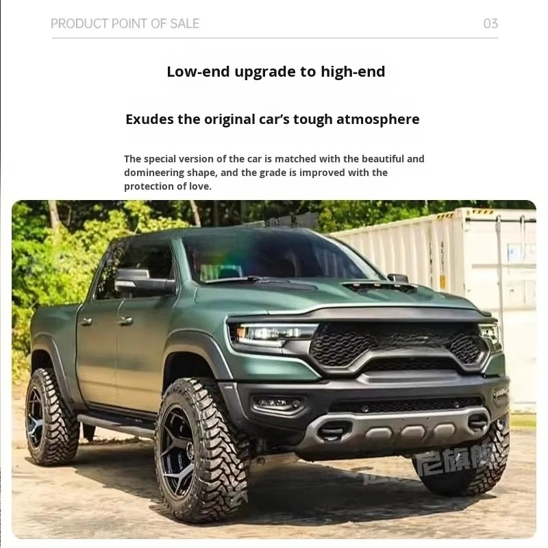 Car Facelift Front Bumper Grill Headlight Body Kit for dodge Ram 1500 2018-2023 Upgrade to TRX view 3