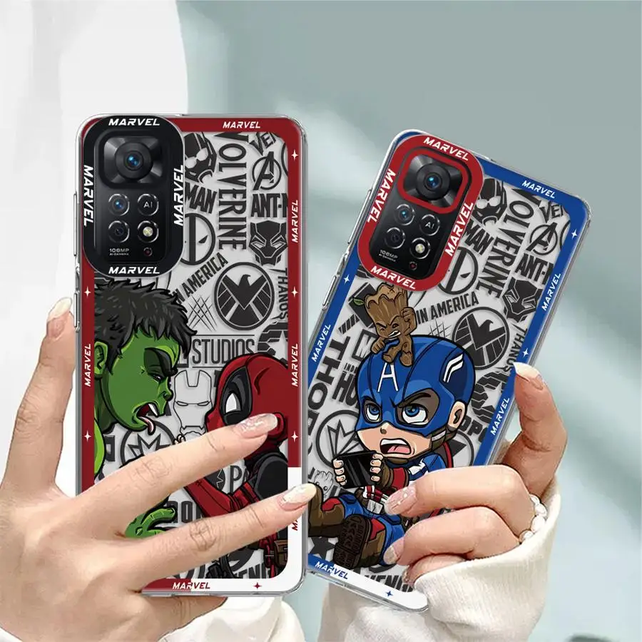 Clear Case For Xiaomi Redmi 11 10 12 Pro Plus 13 9S 12S 10S 11S 11 Lite Poco X3 NFC 11T Phone Cover Marvel Sipider Man The HULK