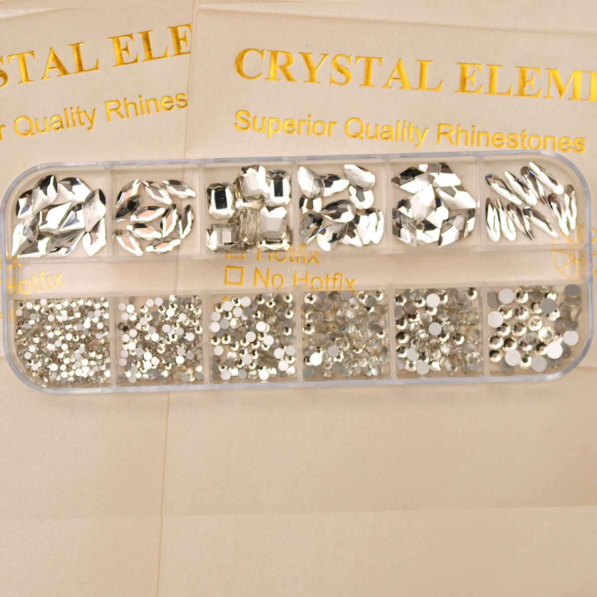 12 griglie Clear Mixed size Nail Art strass Crystal 3D Glitter Non Hotfix Diamond Decoration accessori per unghie