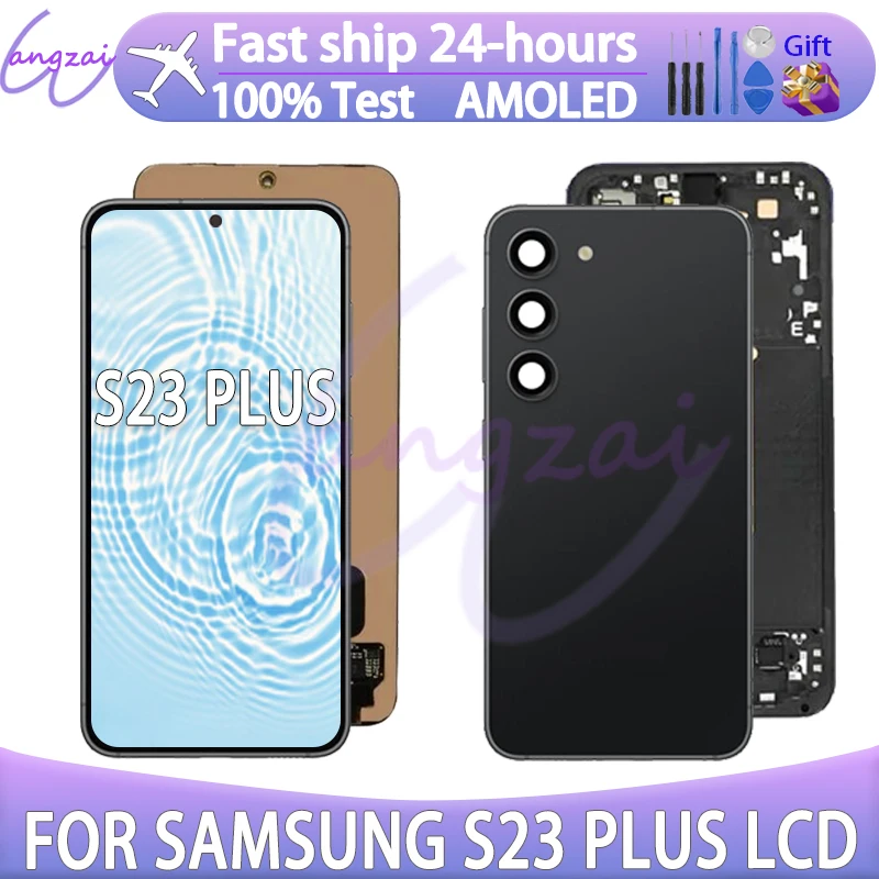 

AAA+ Super Amoled Lcd S23plus Screen For Samsung Galaxy S23 Plus Display Free Back Cover Touch Screen Digitizer S23+ S916b S916u