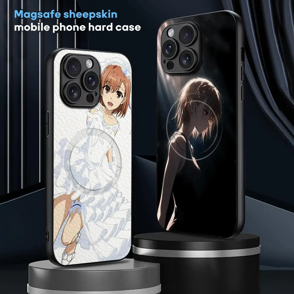 Mikoto Misaka Scientific Railgun Phone Case For iPhone 16 15 14 13 12 11 Plus Pro Max  High-end Luxury Magsafe Sheepskin