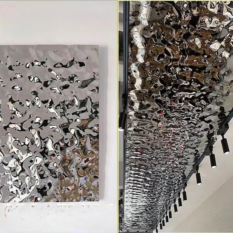 Imitation metal stainless steel silver water ripple self-adhesive plastic decoration wedding background wallpaper restaurant