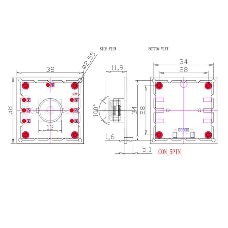【A43M】New 5Pcs 100 Degree Camera Module 1MP OV9732 1280X720 USB Free Driver Manual Focus,With 0.6 Meter Cable For Winxp/7/8/10 view 6