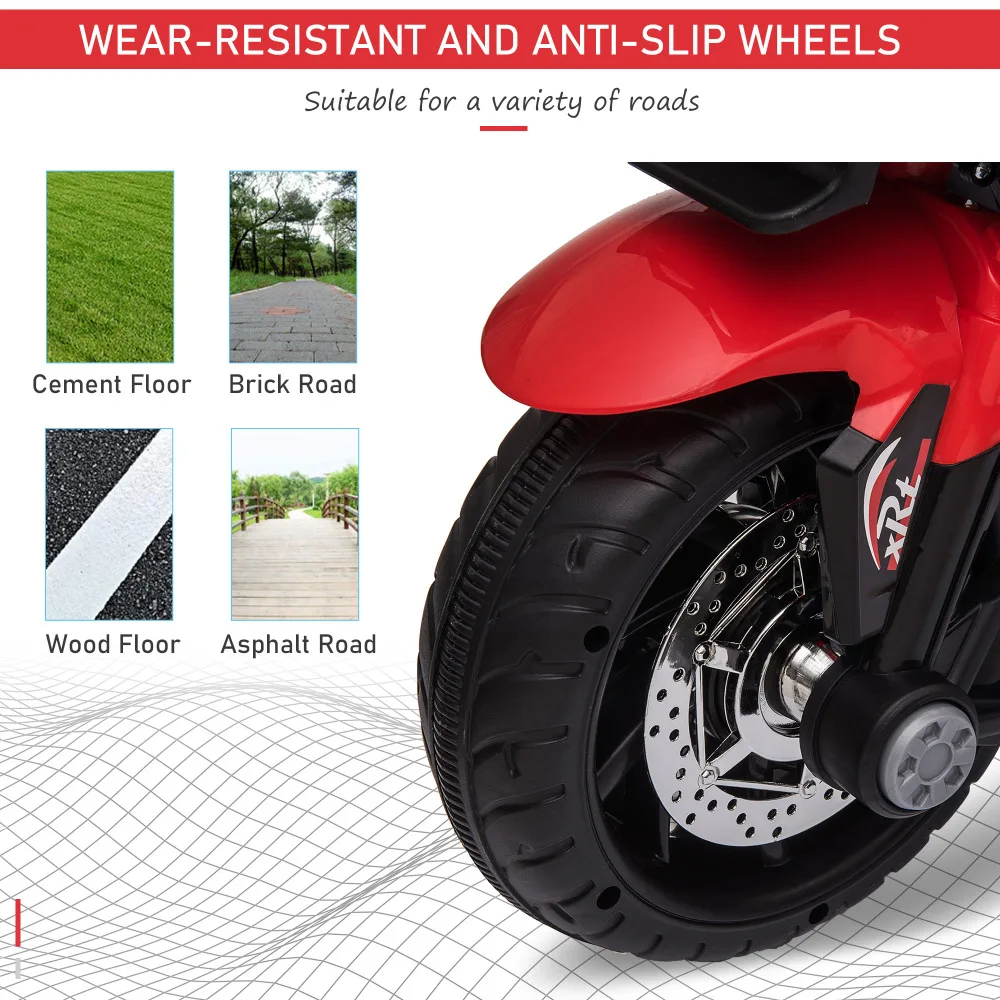 6V Kids Motorcycle Toddler Ride-on Toy, High-Traction Battery-Operated Mini Electric Motorbike with Forward/Reverse Switch