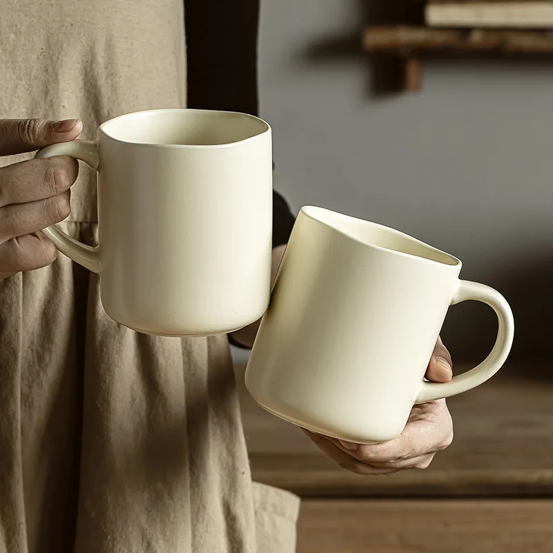 

Wave Edge Ceramic Mug for Home Office Couple Breakfast Milk Coffee Cup Durable Dishwasher Safe