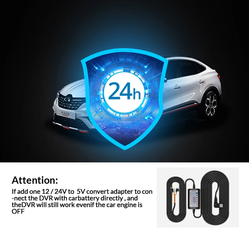 E-ACE 3.5 Meters Buck Line Mini USB Type-C Car Charger Wire Kit For Dash Cam Reaview Mirror 24H Parking Monitoring gallery 5