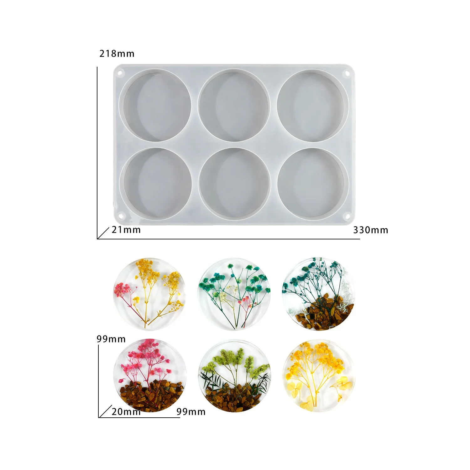 

Силиконовая форма для эпоксидной смолы DIY: шесть круглых подставок-держателей, круглая подставка-основание для демонстрации