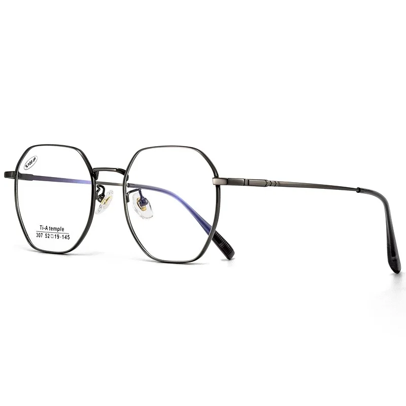 OLLYMURS 超軽量ファッション処方多角形近視メガネ男性レトロチタン合金光学眼鏡女性読書