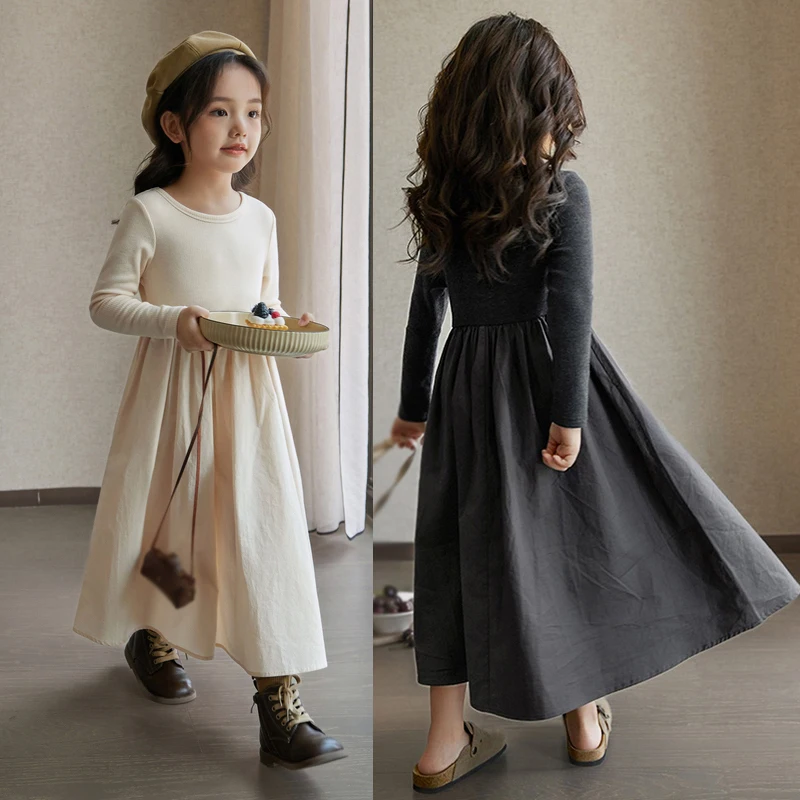 Mid-calf Dress Skin-friendly And Breathable Girls Stylish Fluffy Dress Patchwork And Ruffled Design Girls Princess Party Dress