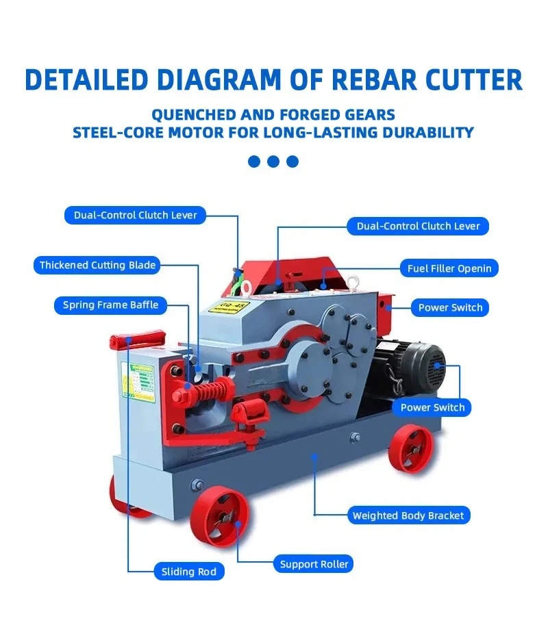 Heavy‑Duty GQ45‑50 Rebar Cutting Machine, Cutter for Rebar, Round Bar, Angle, Square & Flat Steel