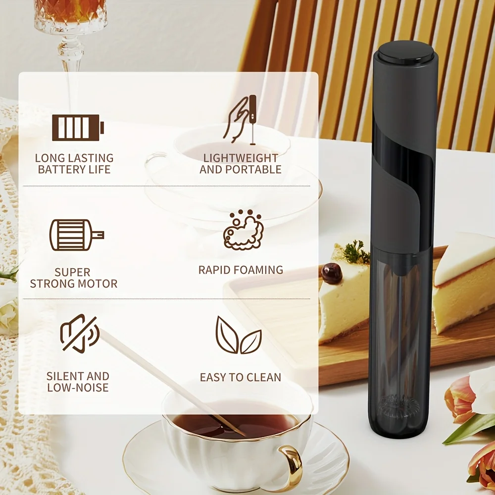 Portable electric milk foam maker, one-click to make smooth milk foam, coffee companion, no disassembly for cleaning