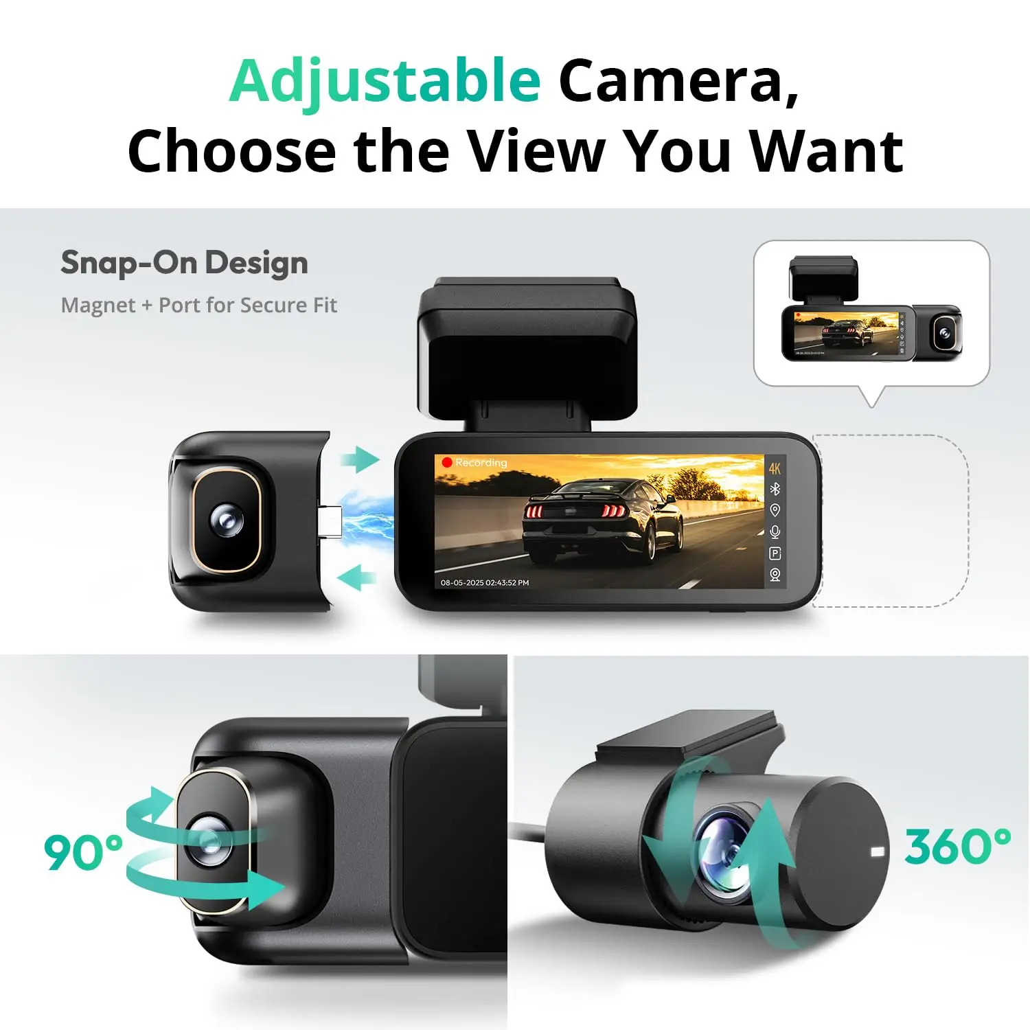 Picture 3: Botslab G980H-3-Channel 4K Dashcam,Voice Control Front and Rear Inside Dash Cam Loop Recording,GPS,Night Vision,Parking Mode