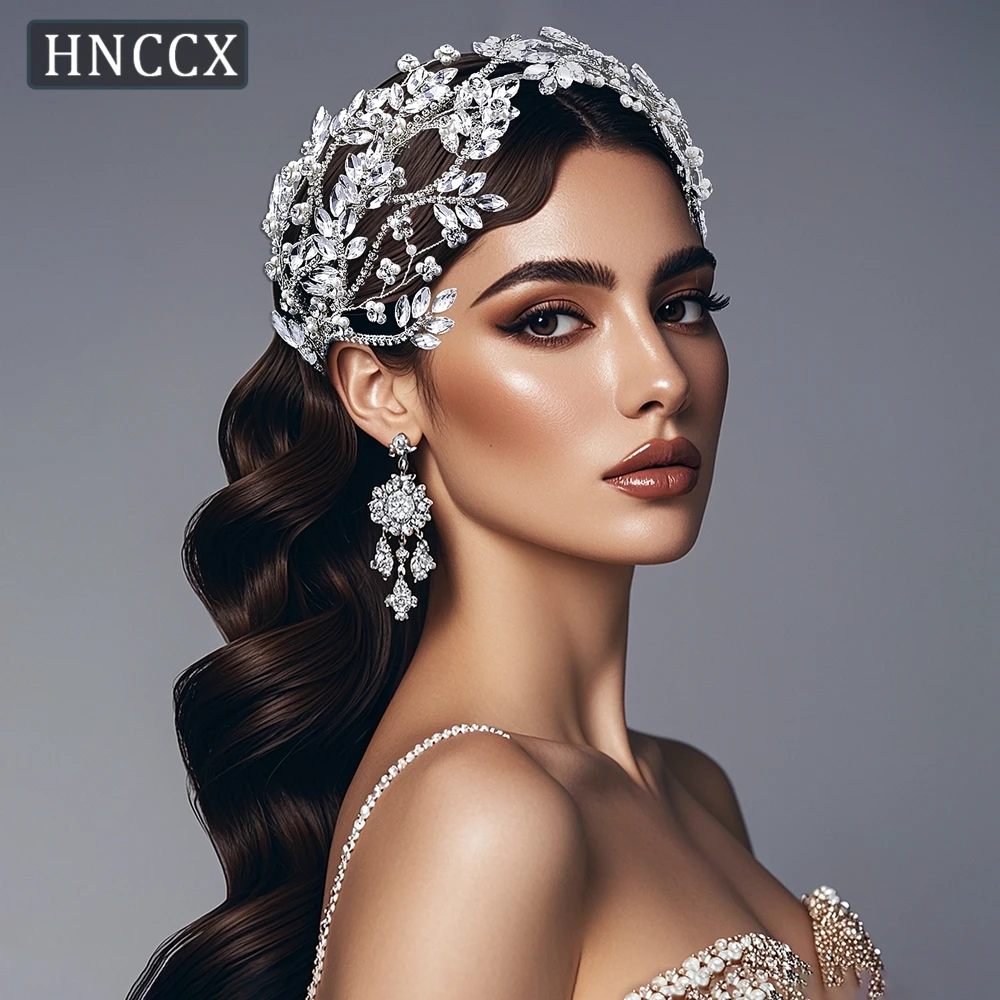 

HNCCX Luxury Rhinestone Bridal Headband Hair Accessories Bridal Tiara Woman Handmade Headpiece for Pageant Headdresses CP617