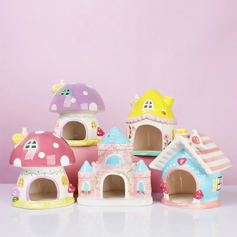 

Ceramic Nest for Home Decoration, Cute Cartoon Mushroom, Ceramic House, Hamster Nest, Pet Nest, Bird Nest, Creative Ornaments