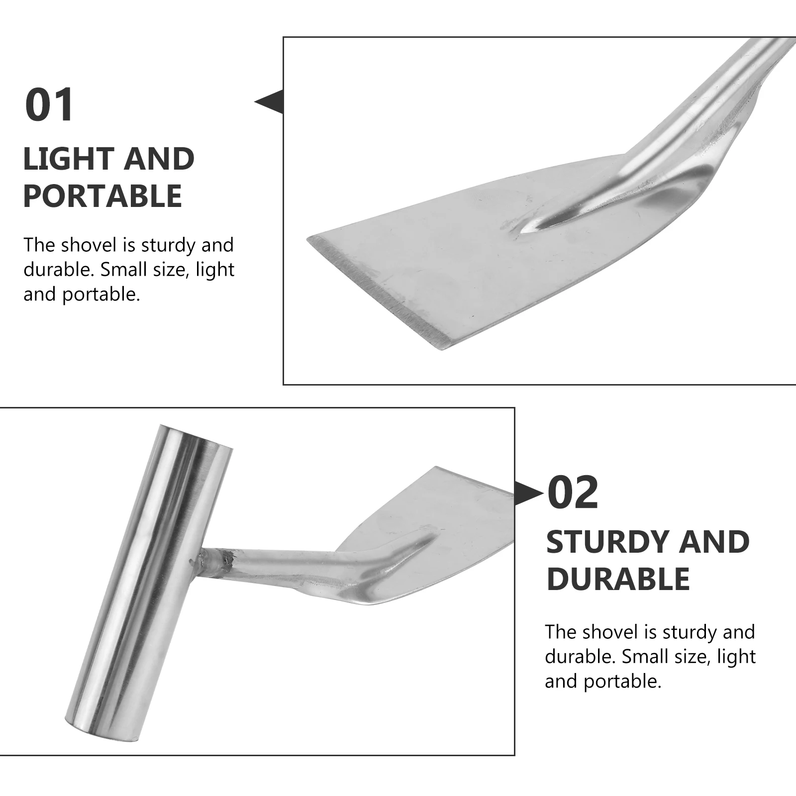 

2pcs Stainless Steel Garden Shovel Light Portable Spade for Weeding Planting Transplanting Seedlings Flowers Vegetables Tools