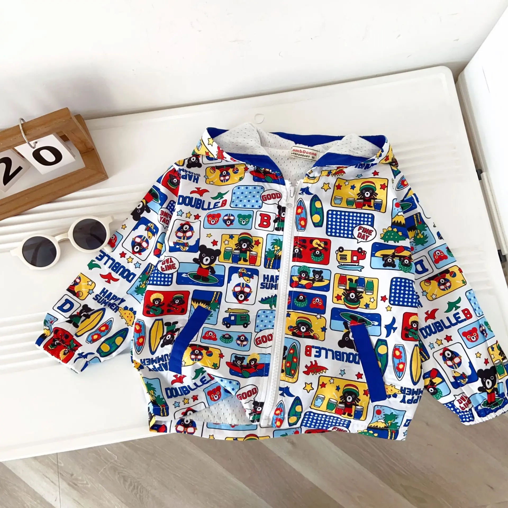 

Full Printing Cartoon Hooded Jacket for Kids Spring and Autumn Zipper Coat Fashion Children Clothing Outfits Casual Printed Bear