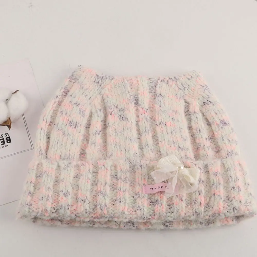 Stylish Polyester Cat Ear Beanie Hat Large Head Size Melange Yarn Warm Cuffed Beanie 56cm to 60cm Knitted Winter Hat Women Wear