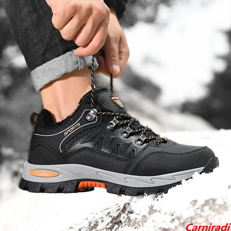 Winter Plush Warm Outdoor Snow Hiking Shoes Women High Quality Waterproof Ankle Sneakers Ladies Non-slip Trekking Walking Boots