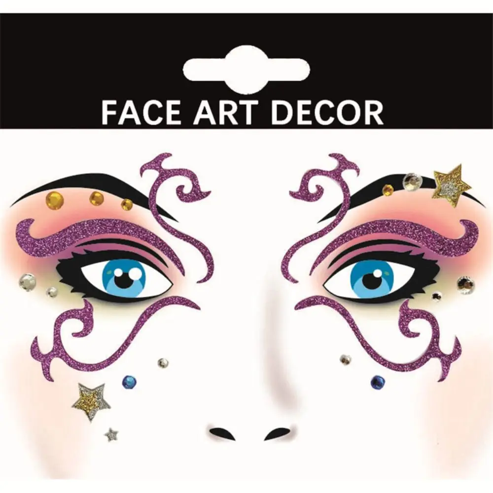 Fashion Shining Face Stickers Cartoon Swan Cat Leopard Glitter Makeup Stickers Glitter Butterfly Ice Face Art Decor