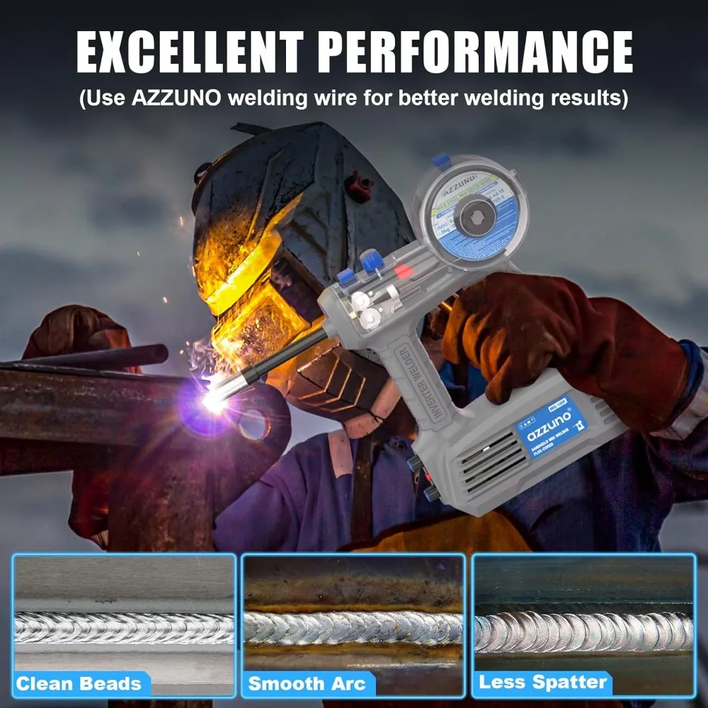 Saldatrice MIG portatile AZZUNO 100Amp, saldatrice MIG senza gas, saldatrice MIG a flusso portatile 100V